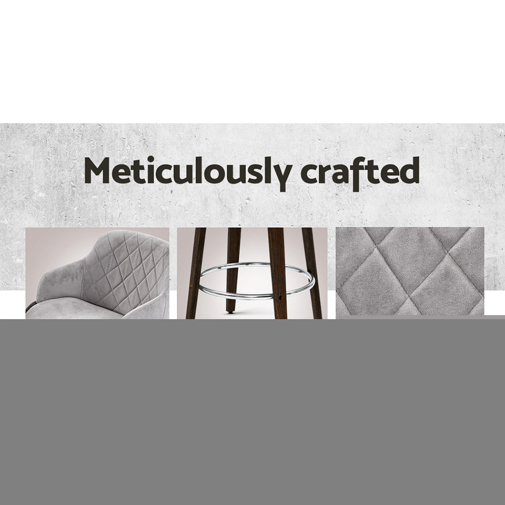 Artiss Bar Stools Swivel Velvet Padded Wooden